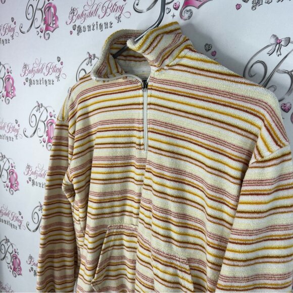 Billabong sweater zip up towel terry cloth beach Multicolor Striped Sweater - Picture 6 of 8